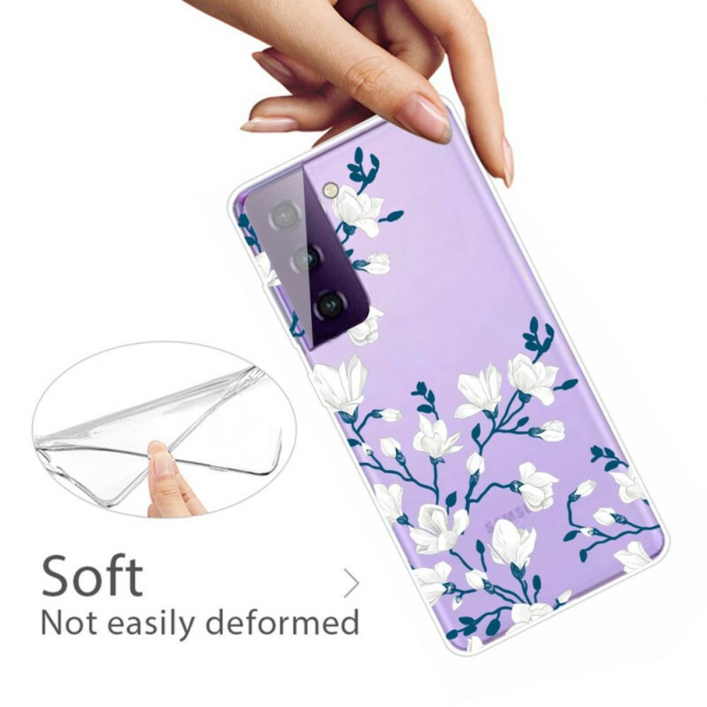 Kryt Na Samsung Galaxy S21 FE Bílé Květy