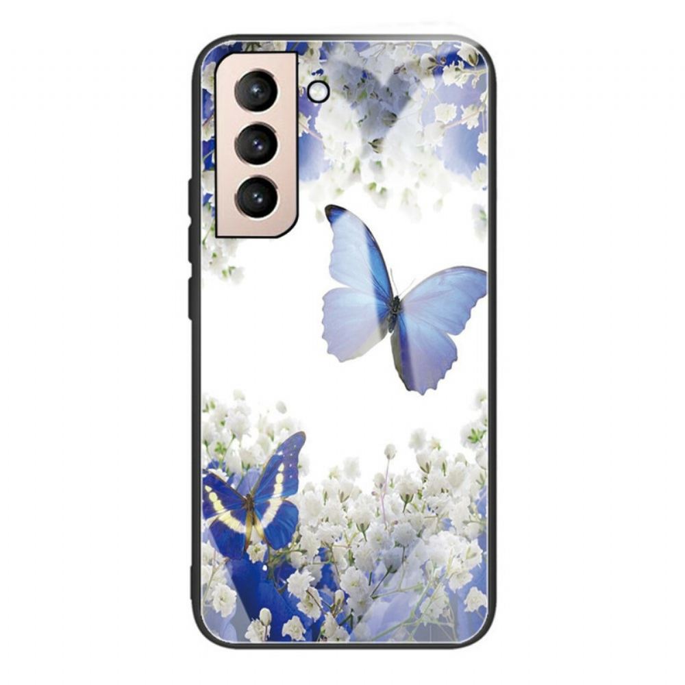Kryt Na Samsung Galaxy S21 FE Design Motýlků Z Tvrzeného Skla