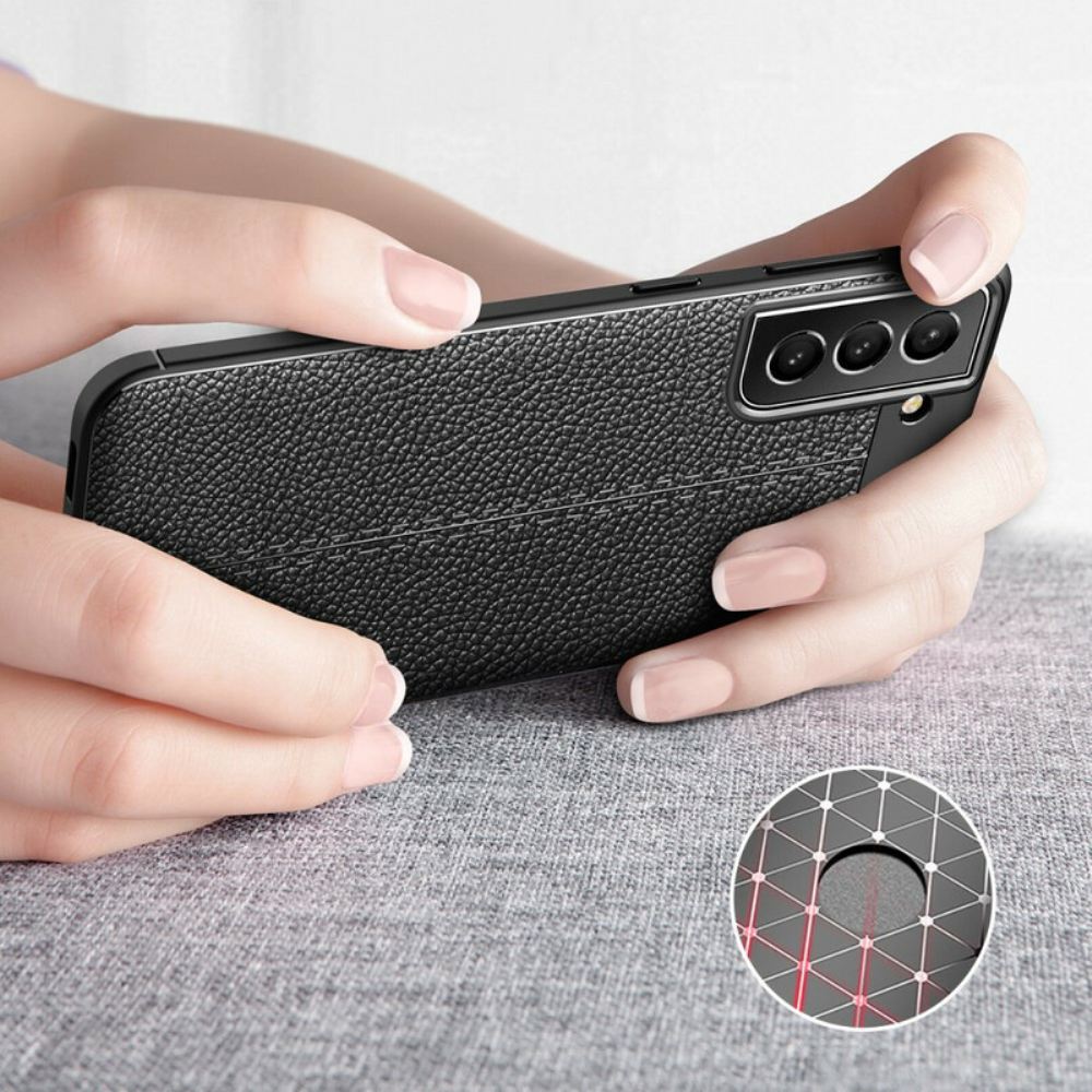 Kryt Na Samsung Galaxy S21 FE Efekt Kůže Litchi S Dvojitou Linií