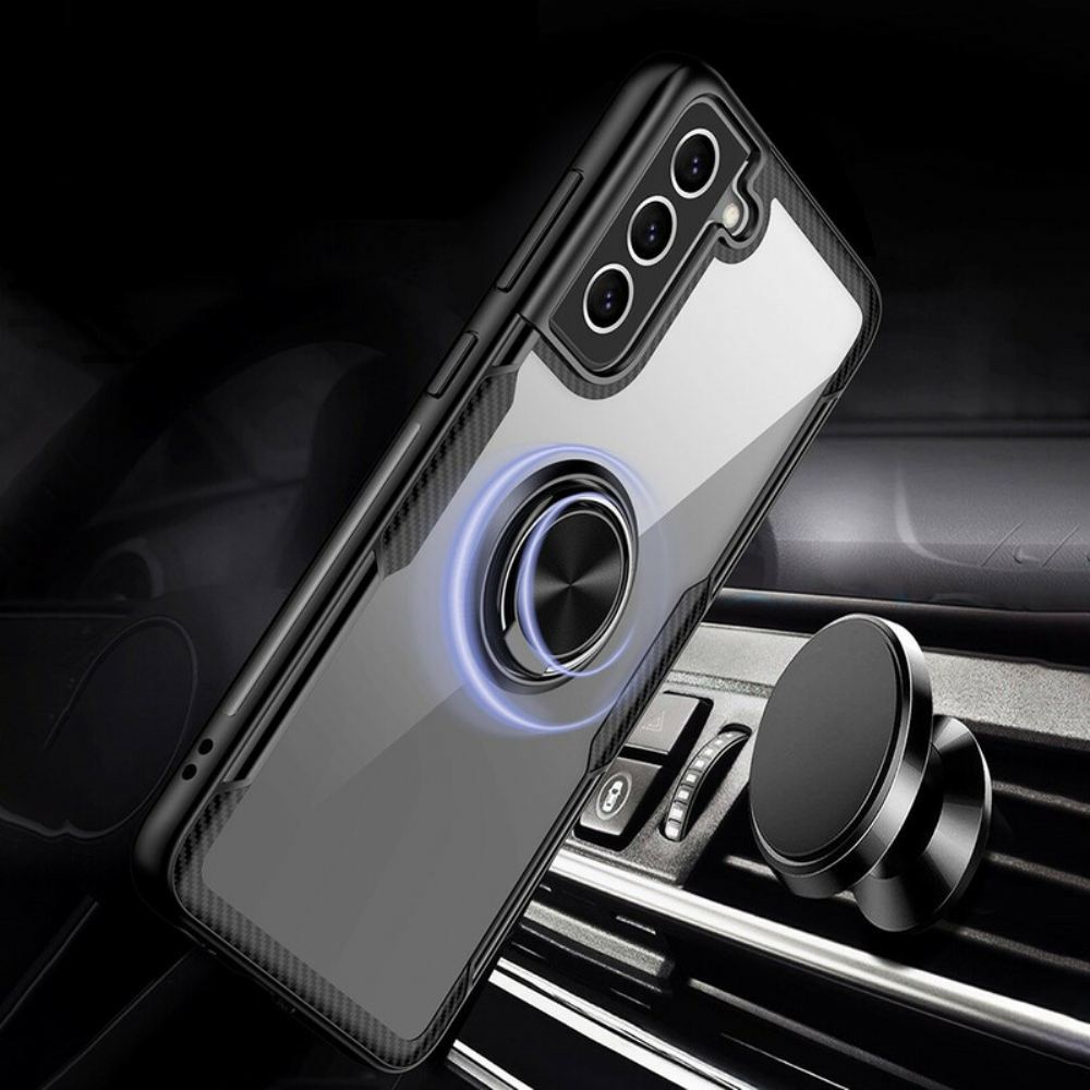 Kryt Na Samsung Galaxy S21 FE Kovový Kroužek Z Uhlíkových Vláken