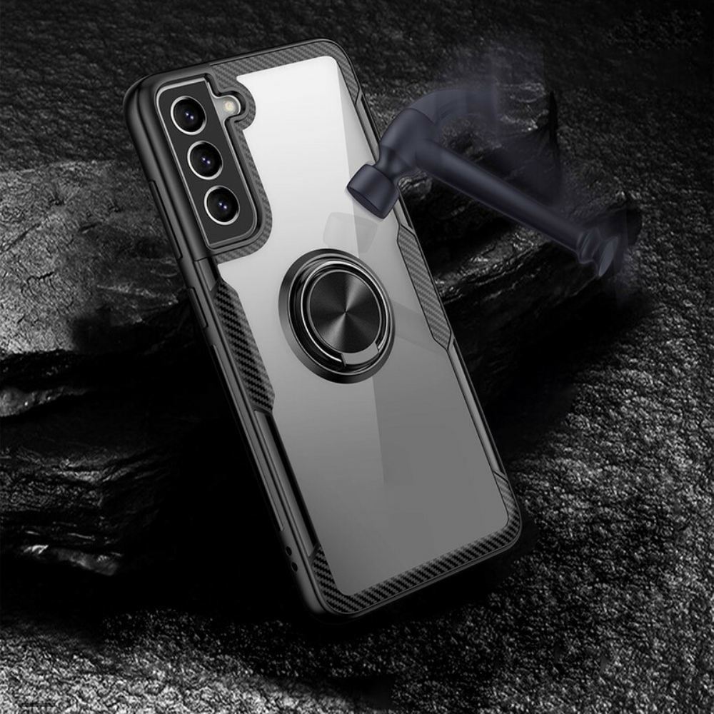 Kryt Na Samsung Galaxy S21 FE Kovový Kroužek Z Uhlíkových Vláken