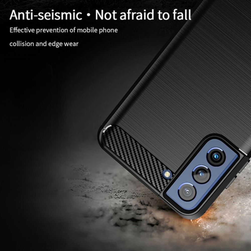 Kryt Na Samsung Galaxy S21 FE Mofi Kartáčované Uhlíkové Vlákno