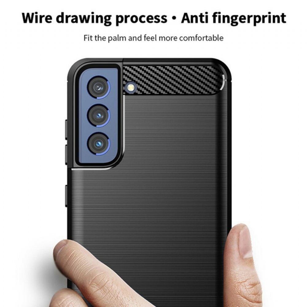 Kryt Na Samsung Galaxy S21 FE Mofi Kartáčované Uhlíkové Vlákno