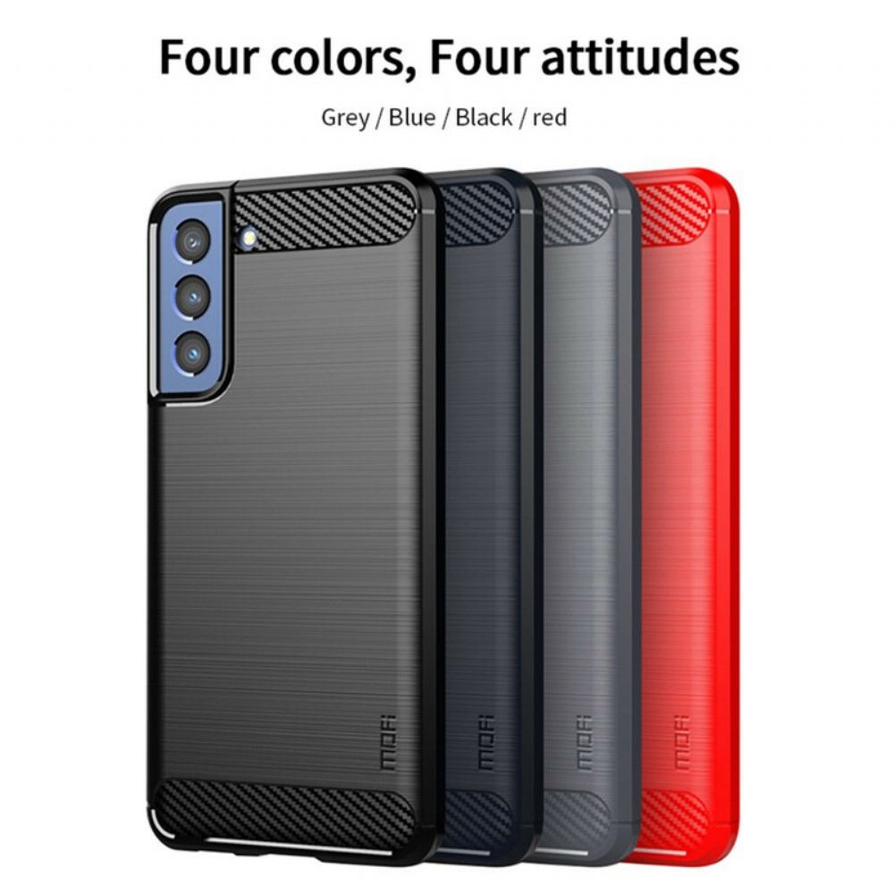 Kryt Na Samsung Galaxy S21 FE Mofi Kartáčované Uhlíkové Vlákno