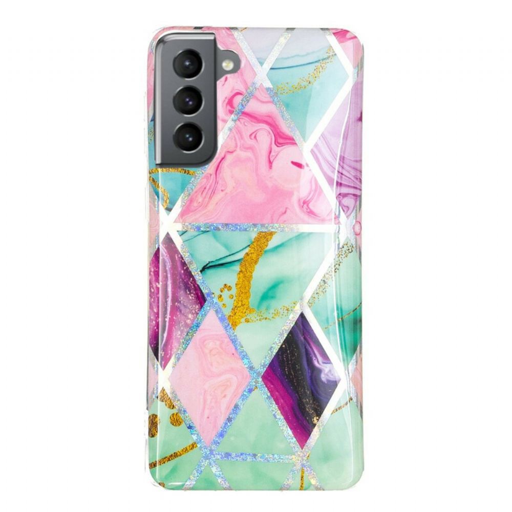 Kryt Na Samsung Galaxy S21 FE Mramor S Třpytivým Designem