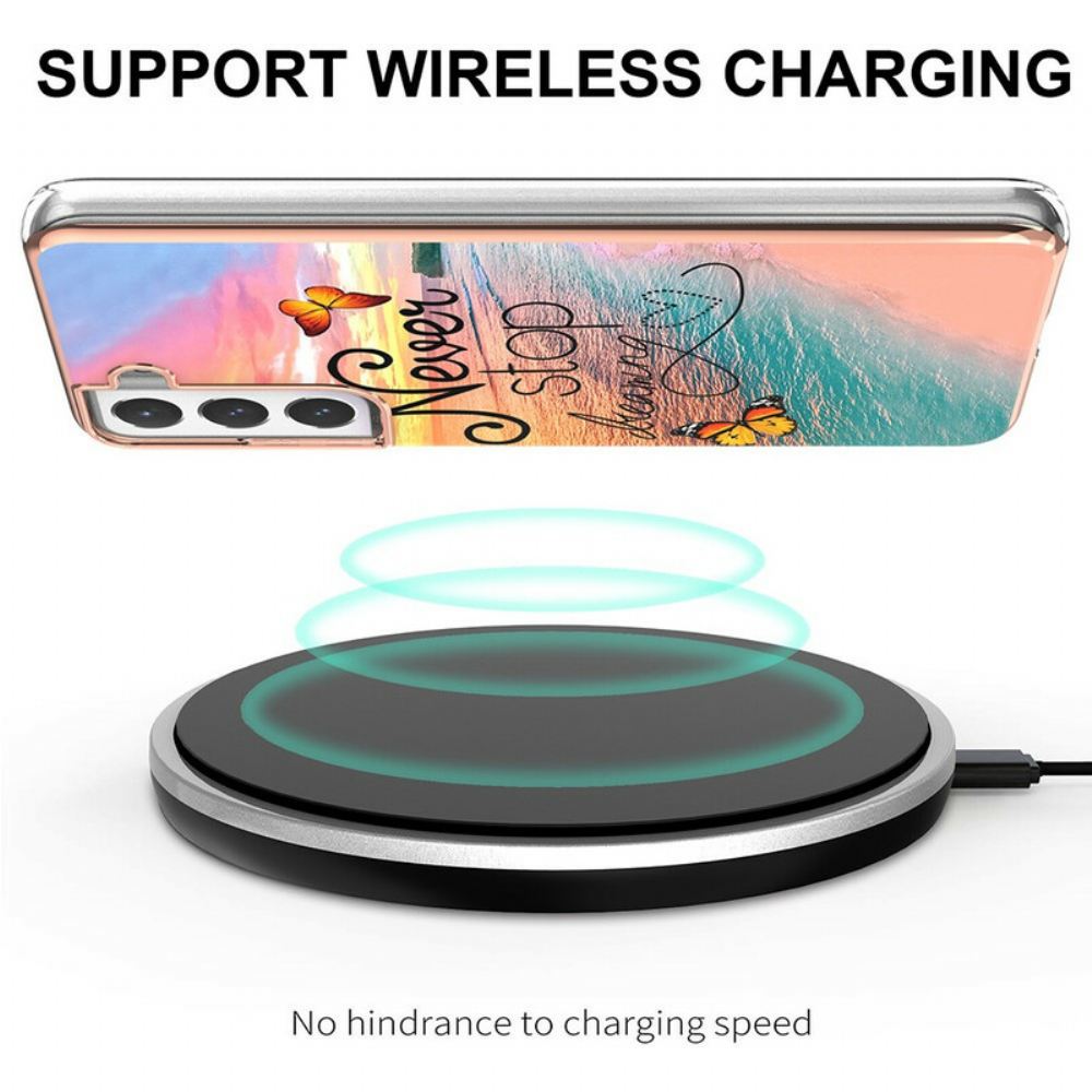 Kryt Na Samsung Galaxy S21 FE Nikdy Nepřestávejte Snít Motýly