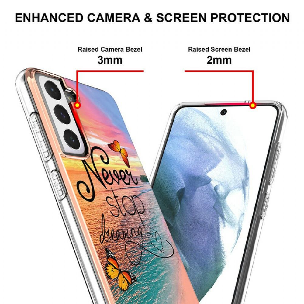 Kryt Na Samsung Galaxy S21 FE Nikdy Nepřestávejte Snít Motýly