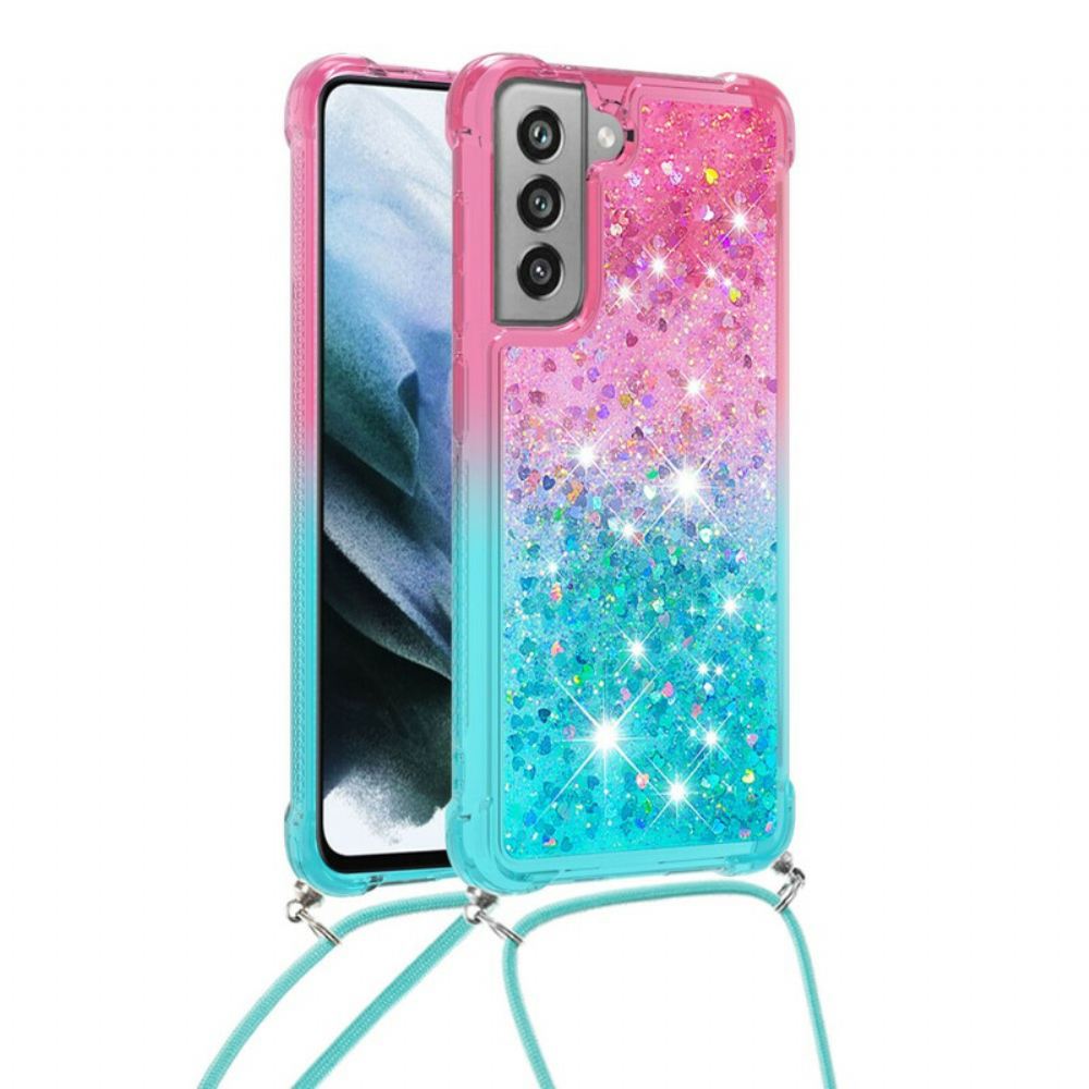 Kryt Na Samsung Galaxy S21 FE Silikonové Flitry A Šňůrka