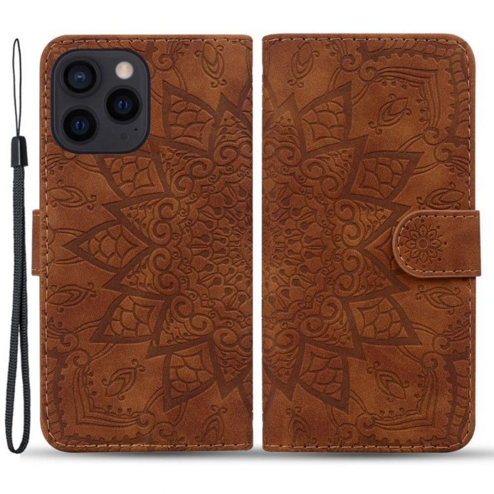 Kožené Pouzdro Na iPhone 15 Pro Max Tisk Mandaly