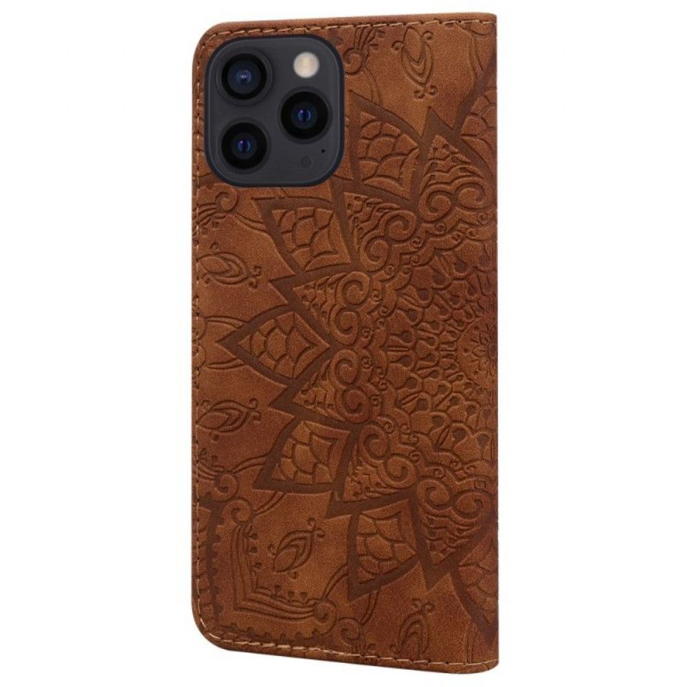Kožené Pouzdro Na iPhone 15 Pro Max Tisk Mandaly