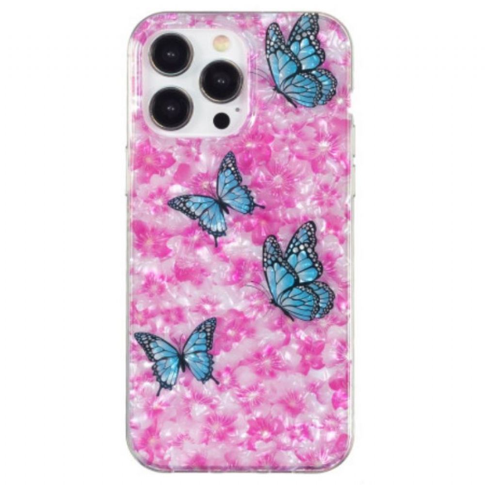 Kryt Na iPhone 15 Pro Max Květiny A Motýli