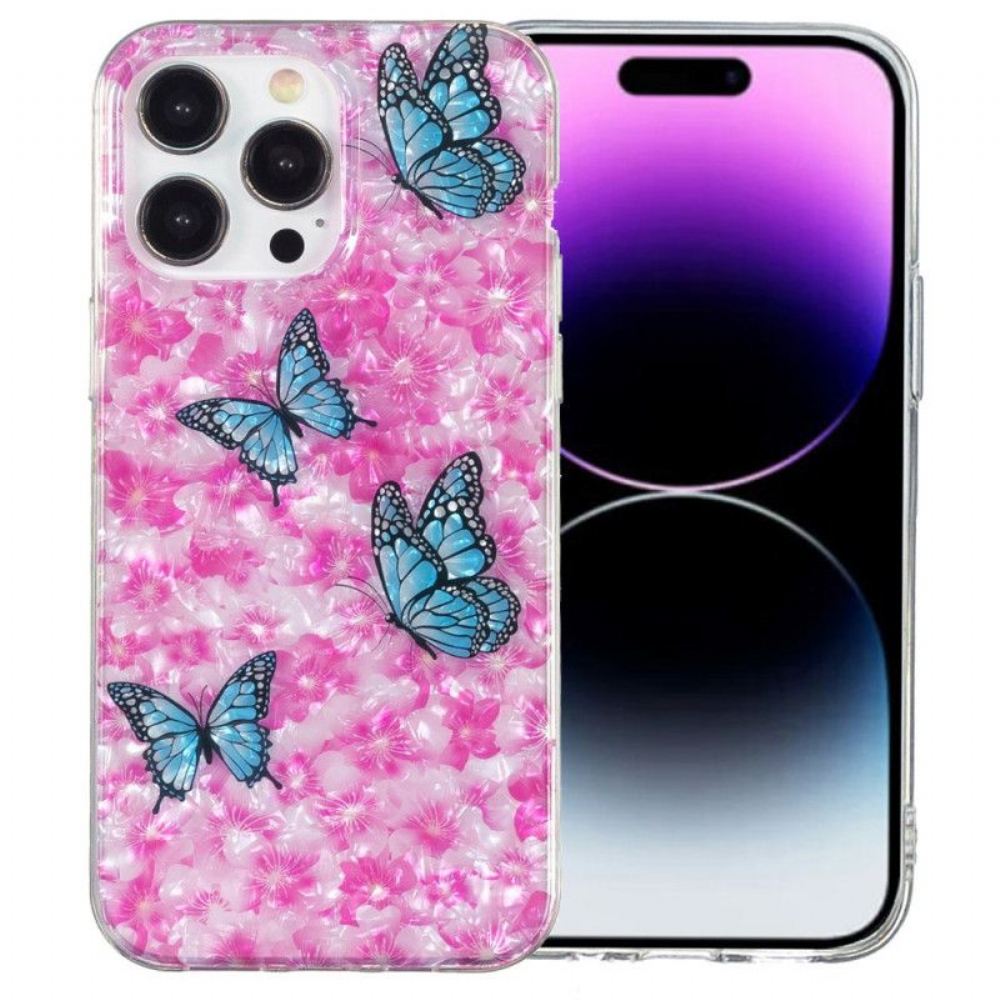 Kryt Na iPhone 15 Pro Max Květiny A Motýli