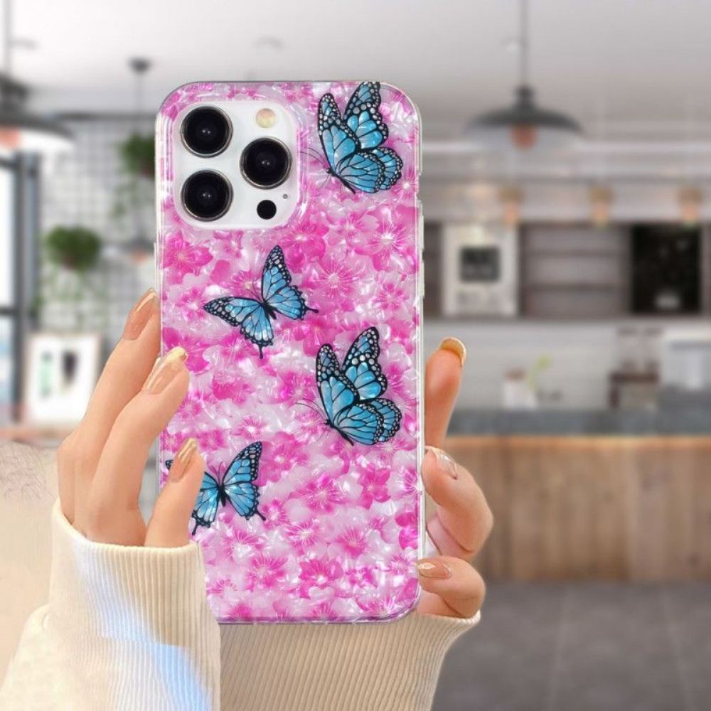 Kryt Na iPhone 15 Pro Max Květiny A Motýli