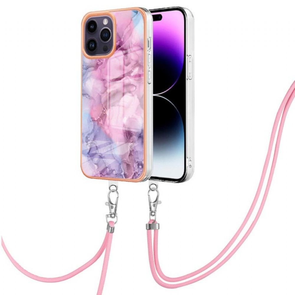 Kryt Na iPhone 15 Pro Max Na Lana Šňůra V Mramorovém Stylu