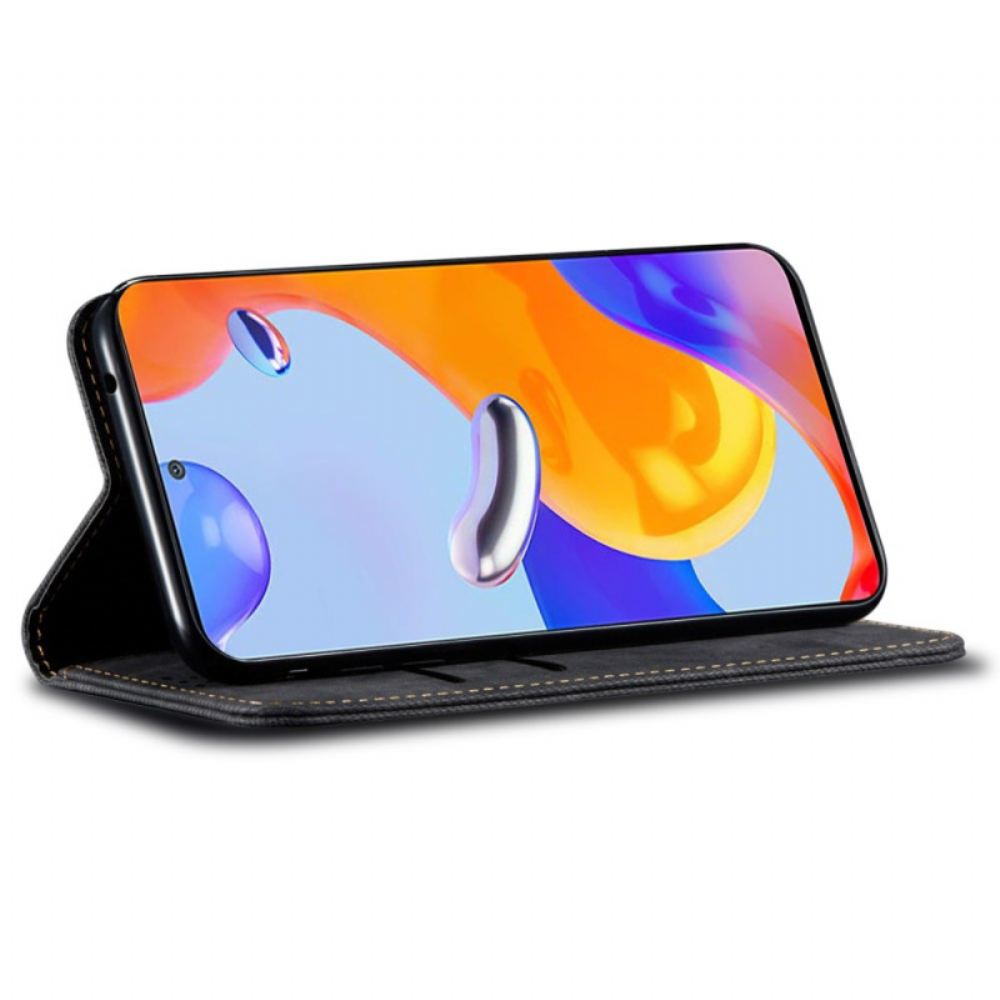 Kožené Pouzdro Folio Na Xiaomi Redmi Note 14s Džínová Látka