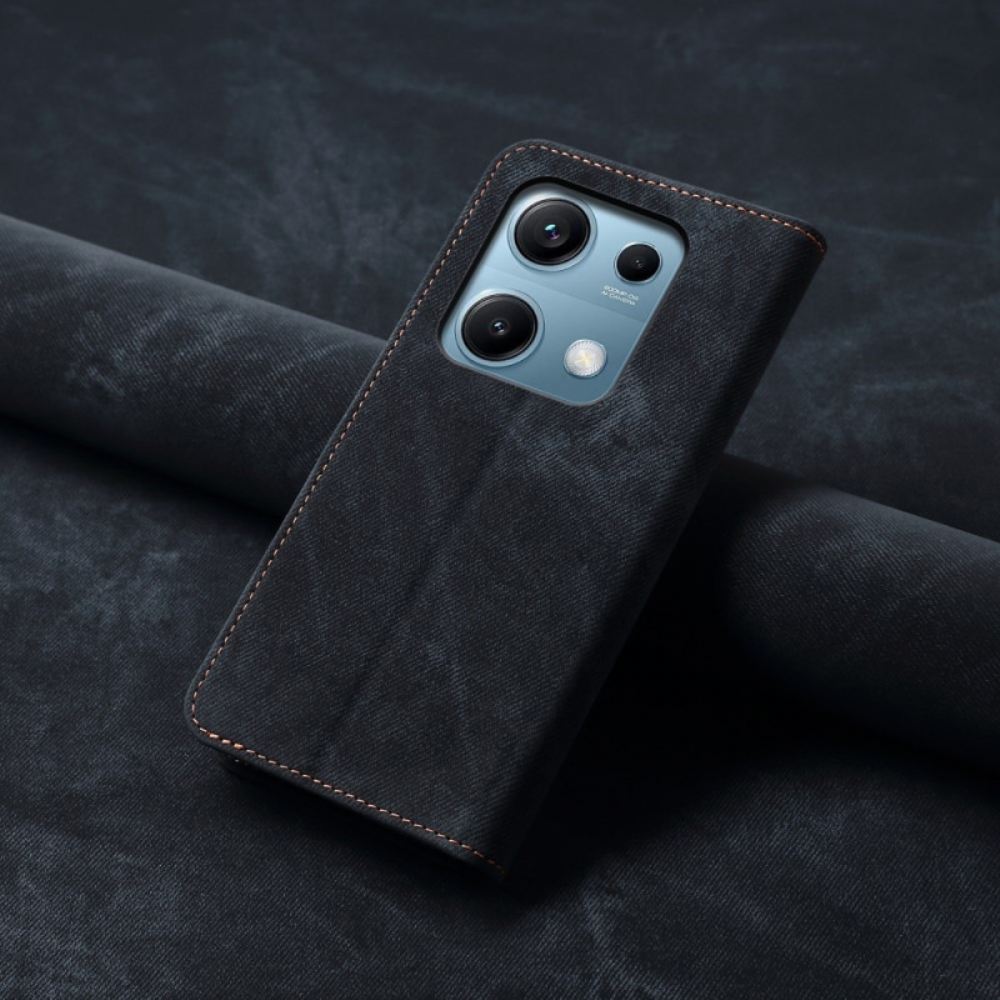 Kožené Pouzdro Folio Na Xiaomi Redmi Note 14s Džínová Látka