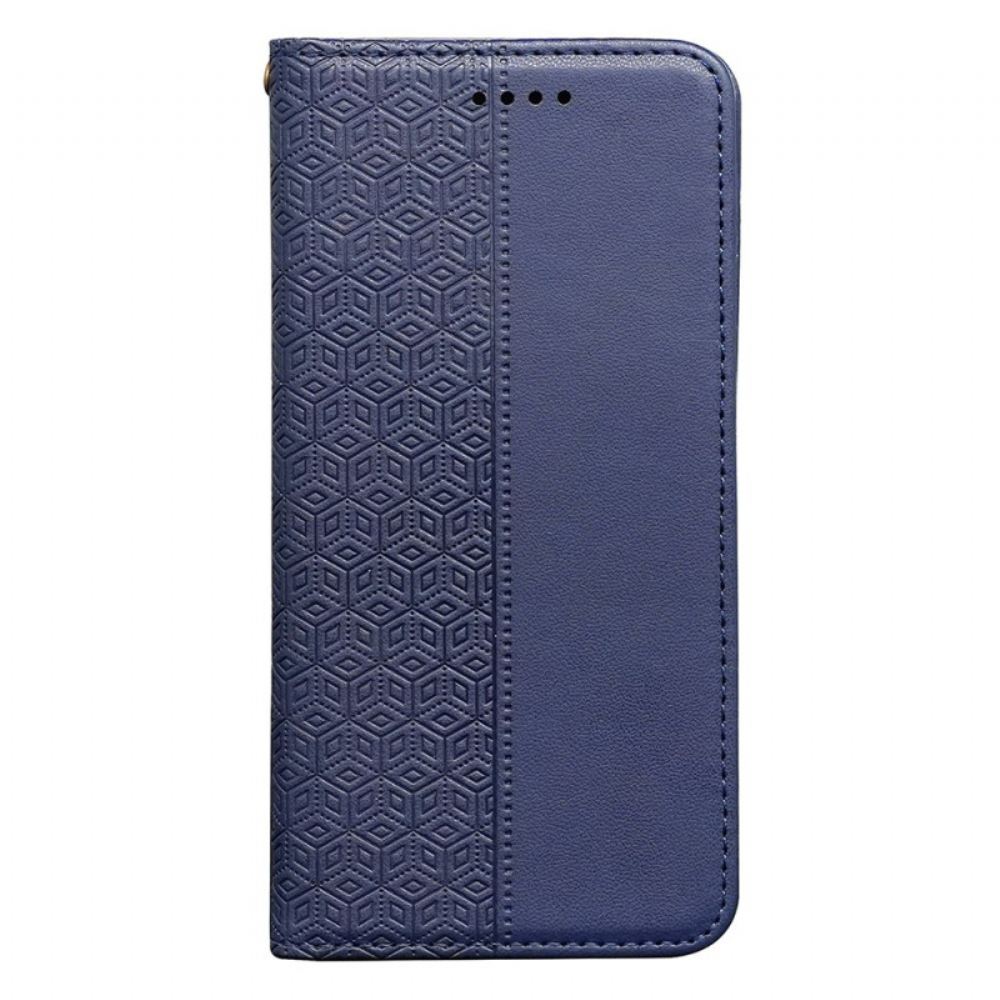 Kožené Pouzdro Folio Na Xiaomi Redmi Note 14s Kostkovaný Vzor S Páskem