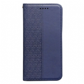 Kožené Pouzdro Folio Na Xiaomi Redmi Note 14s Kostkovaný Vzor S Páskem