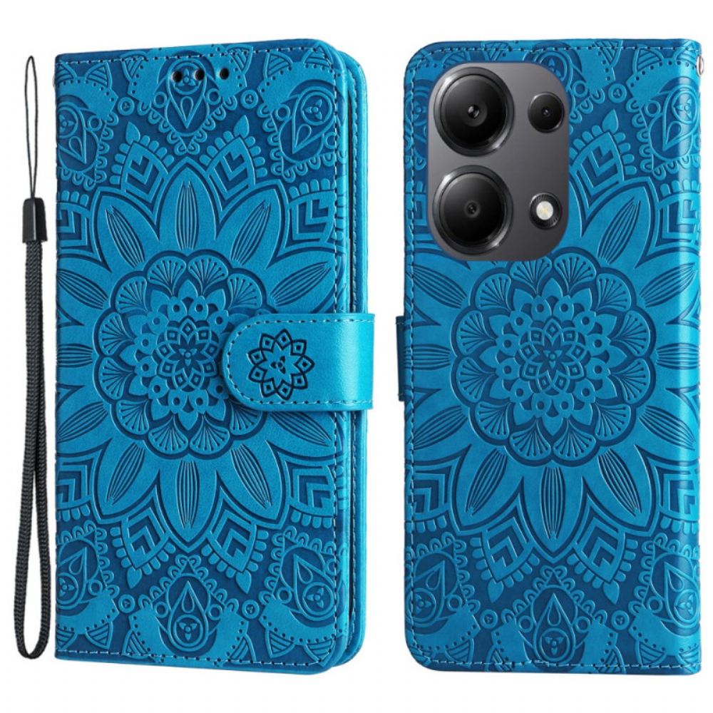 Kožený Kryt Na Xiaomi Redmi Note 14s Mandala S Popruhem
