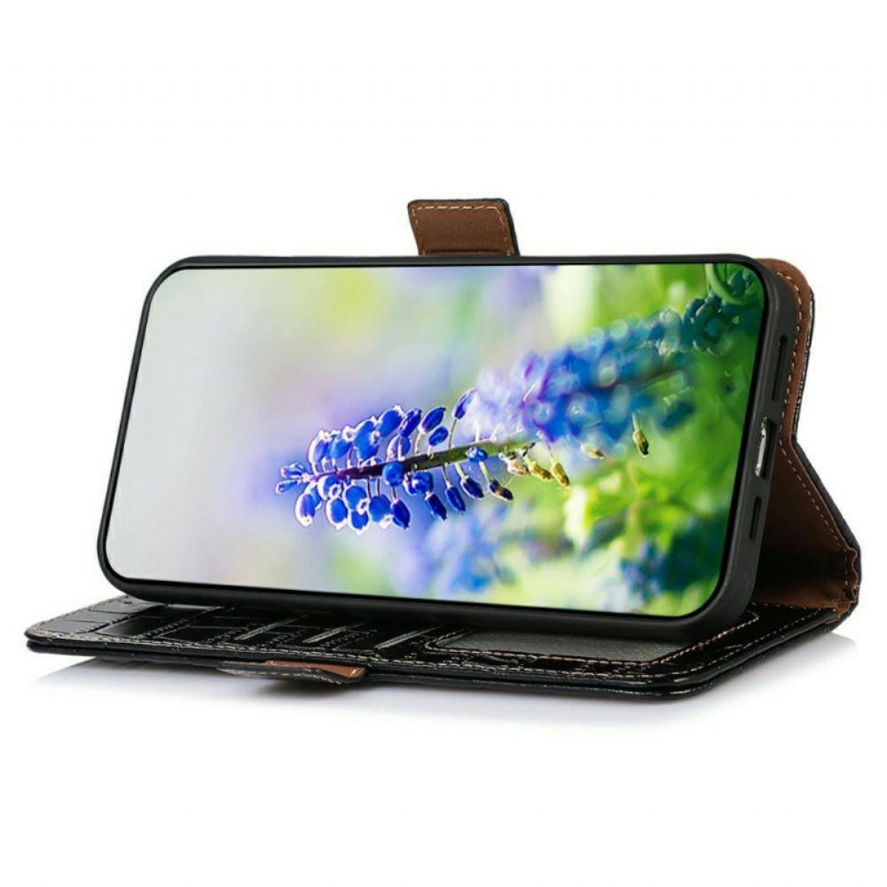 Kožený Kryt Xiaomi Redmi Note 14s Krokodýlí Textura Kůže