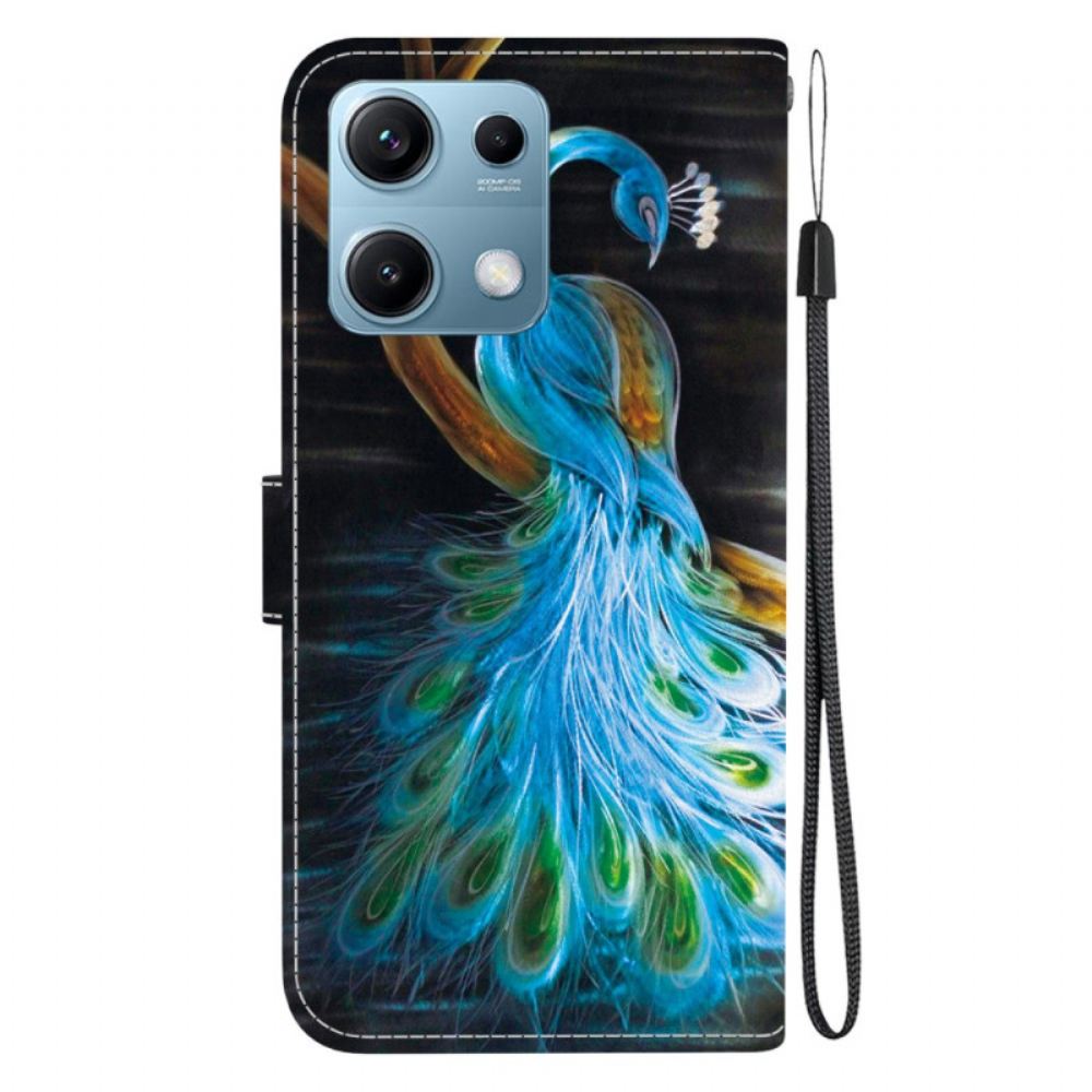 Kožený Kryt Xiaomi Redmi Note 14s Páví Vzor