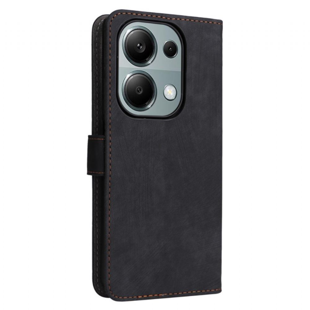 Kožený Kryt Xiaomi Redmi Note 14s S Poutkem Na Zápěstí A Rfid Ochranou