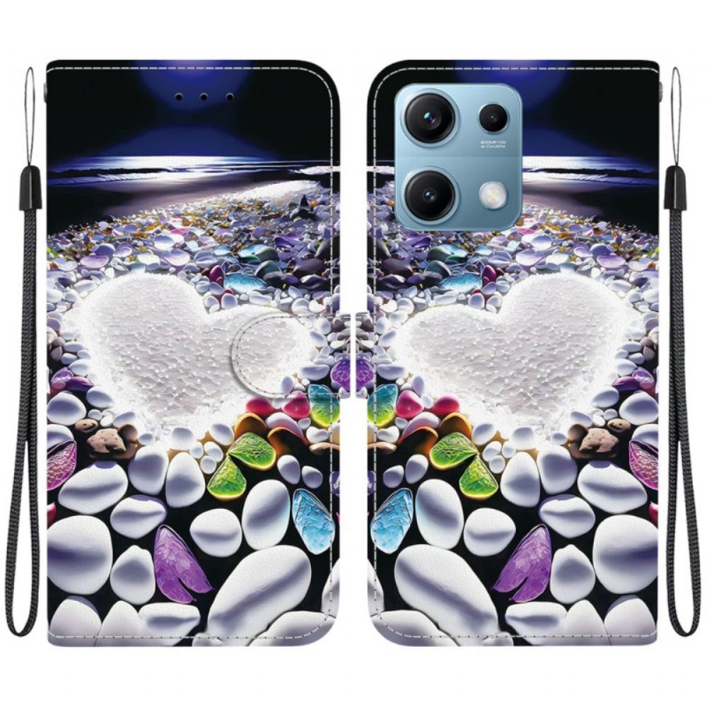 Kožený Kryt Xiaomi Redmi Note 14s Srdcový Vzor