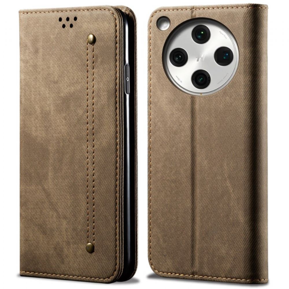 Kožené Pouzdro Folio Oppo Find X8 Džínová Látka