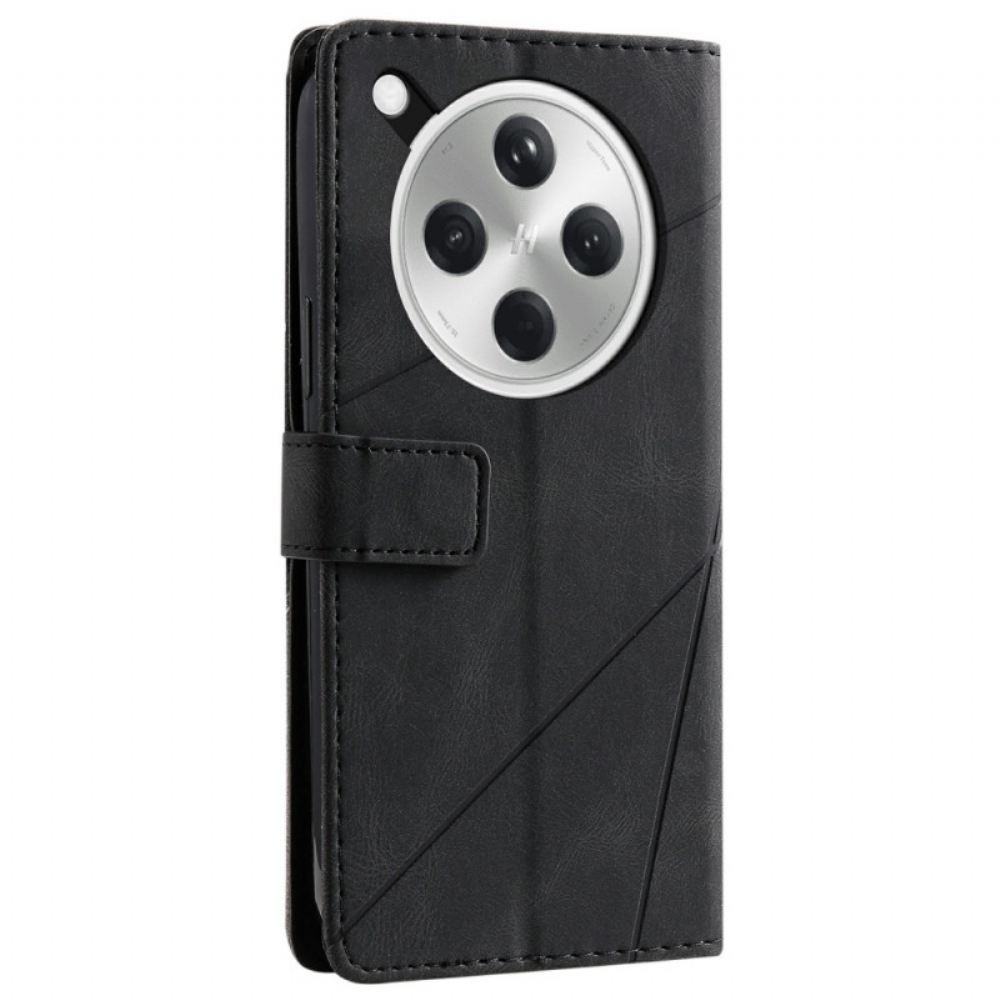 Kožený Kryt Na Oppo Find X8 Dvoubarevný Pruh Vzor