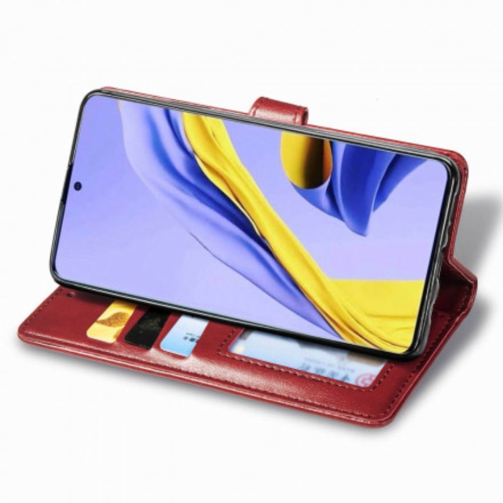 Flipové Pouzdro Na Samsung Galaxy A51 5G Umělá Kůže A Vintage Spona