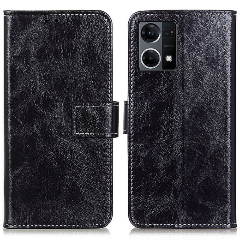 Flipové Pouzdro Na Oppo Reno 7 Lakované Se Švy