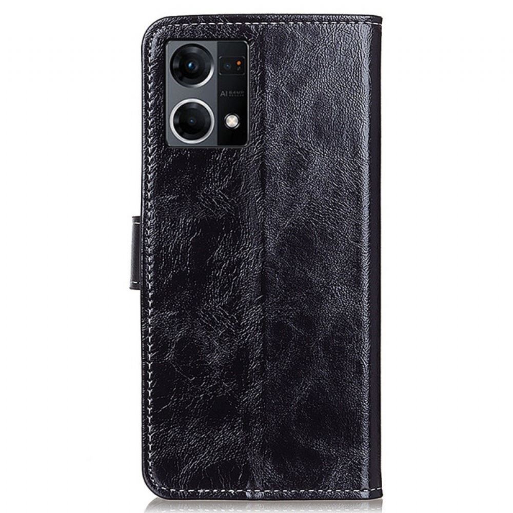 Flipové Pouzdro Na Oppo Reno 7 Lakované Se Švy