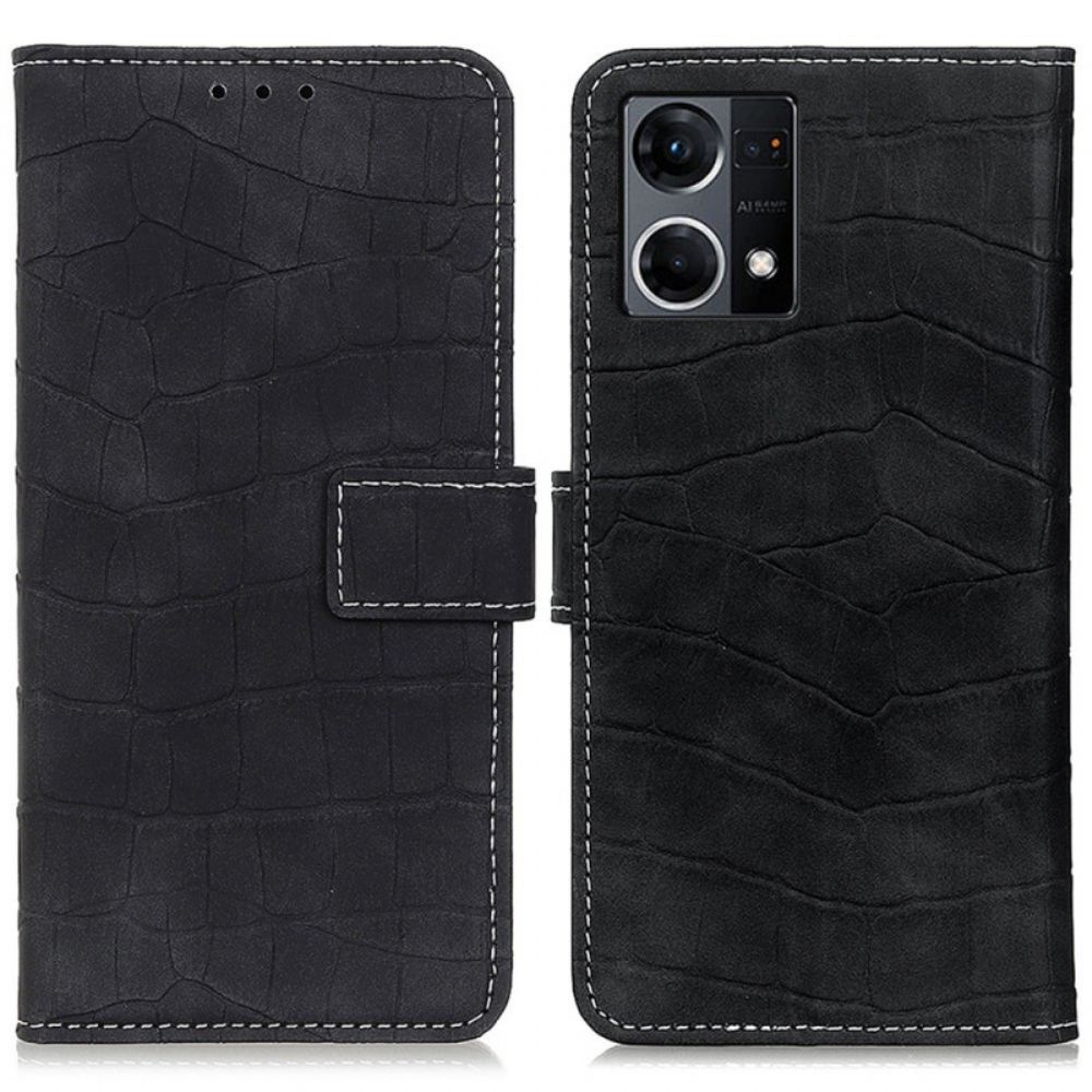 Flipové Pouzdro Na Oppo Reno 7 Styl Krokodýlí Kůže