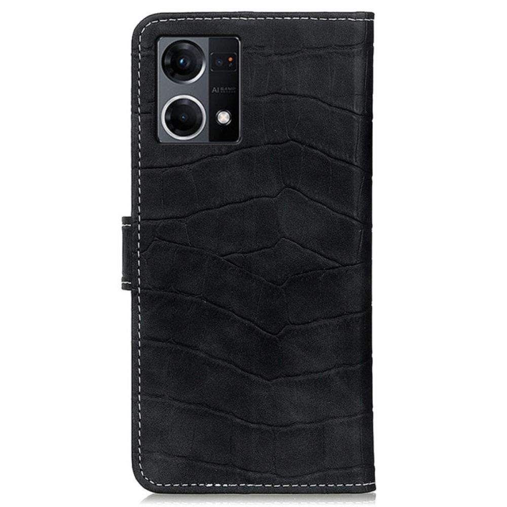 Flipové Pouzdro Na Oppo Reno 7 Styl Krokodýlí Kůže