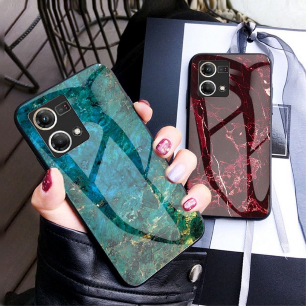 Kryt Na Oppo Reno 7 Mramorové Tvrzené Sklo