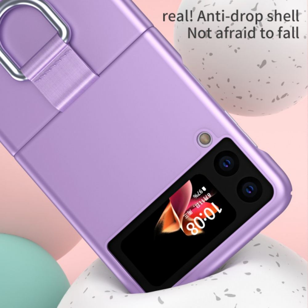 Kryt Na Samsung Galaxy Z Flip 3 5G Flipové Pouzdro Dotyk Pokožky S Prstenem