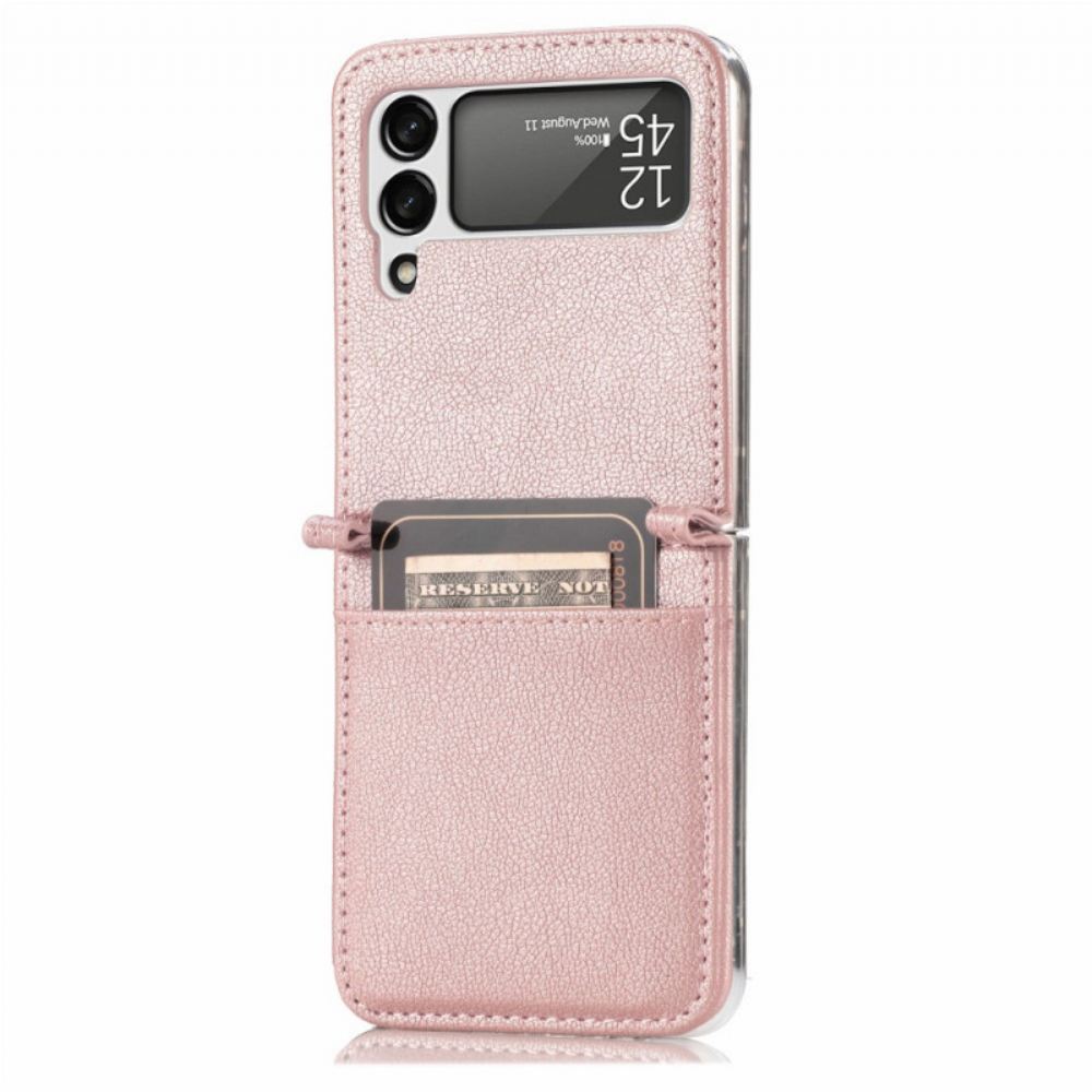 Kryt Na Samsung Galaxy Z Flip 3 5G Flipové Pouzdro Kožený Držák Na Karty S Texturou