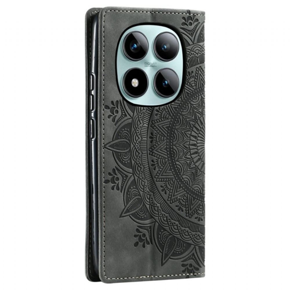 Kožené Pouzdro Xiaomi Redmi Note 15 Pro Plus 5g Kryty Na Mobil Semišový Efekt Mandaly