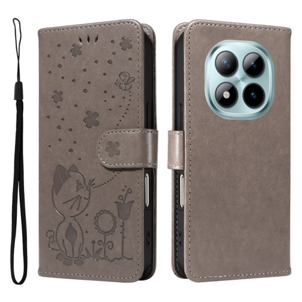 Kožený Kryt Na Xiaomi Redmi Note 15 Pro Plus 5g Design Kočky A Včely