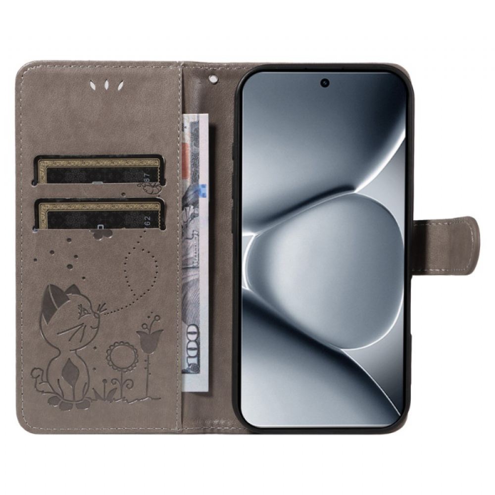 Kožený Kryt Na Xiaomi Redmi Note 15 Pro Plus 5g Design Kočky A Včely