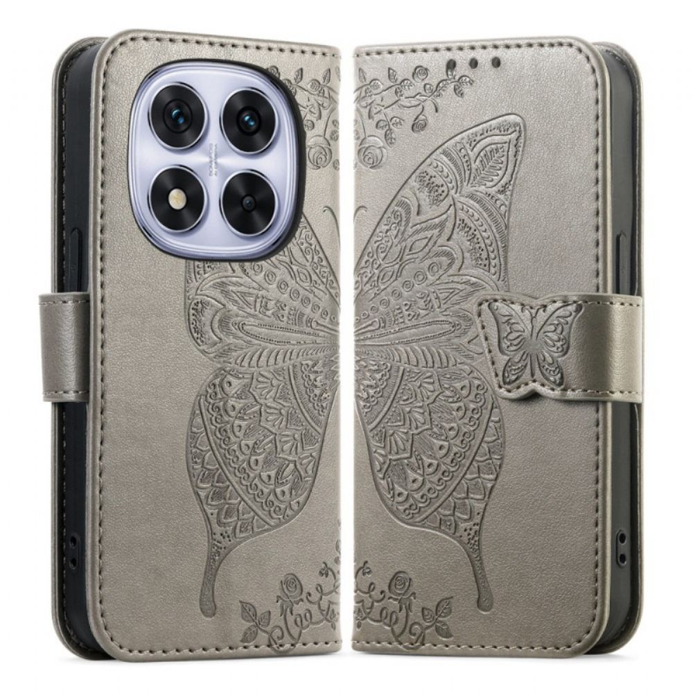 Kožený Kryt Na Xiaomi Redmi Note 15 Pro Plus 5g Grafika Motýl