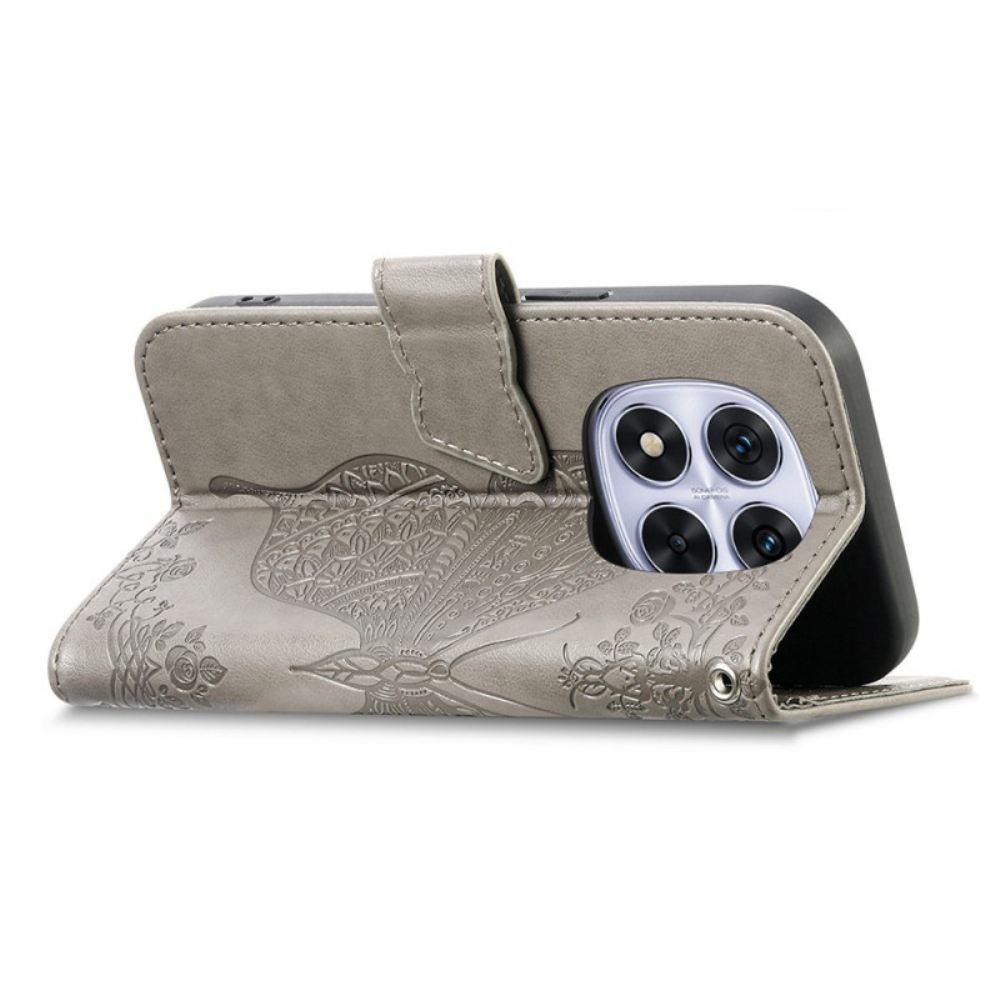 Kožený Kryt Na Xiaomi Redmi Note 15 Pro Plus 5g Grafika Motýl