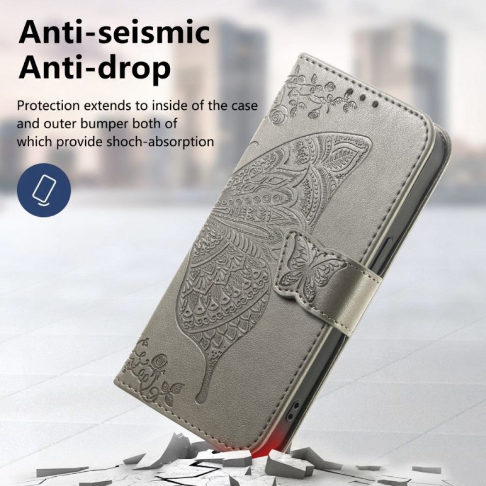 Kožený Kryt Na Xiaomi Redmi Note 15 Pro Plus 5g Grafika Motýl