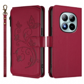 Kožený Kryt Na Xiaomi Redmi Note 15 Pro Plus 5g Květinová Peněženka