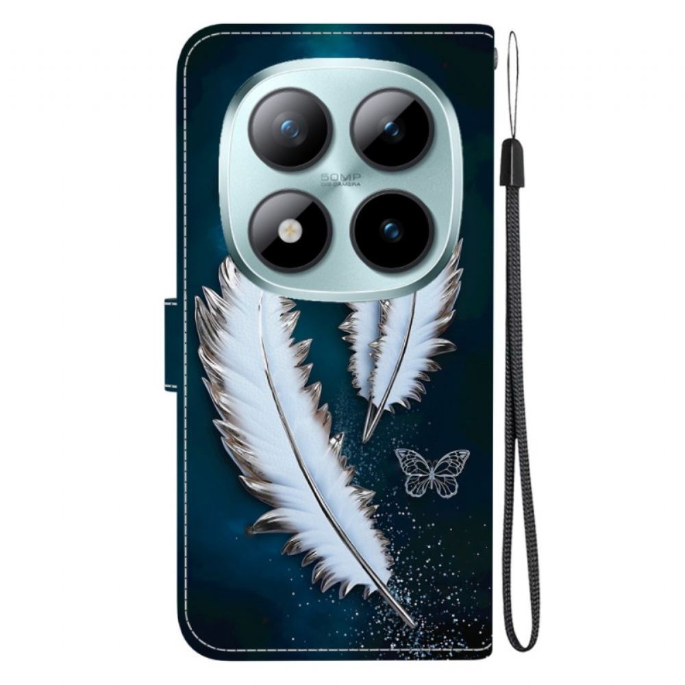 Kožený Kryt Xiaomi Redmi Note 15 Pro Plus 5g Bílé Peří