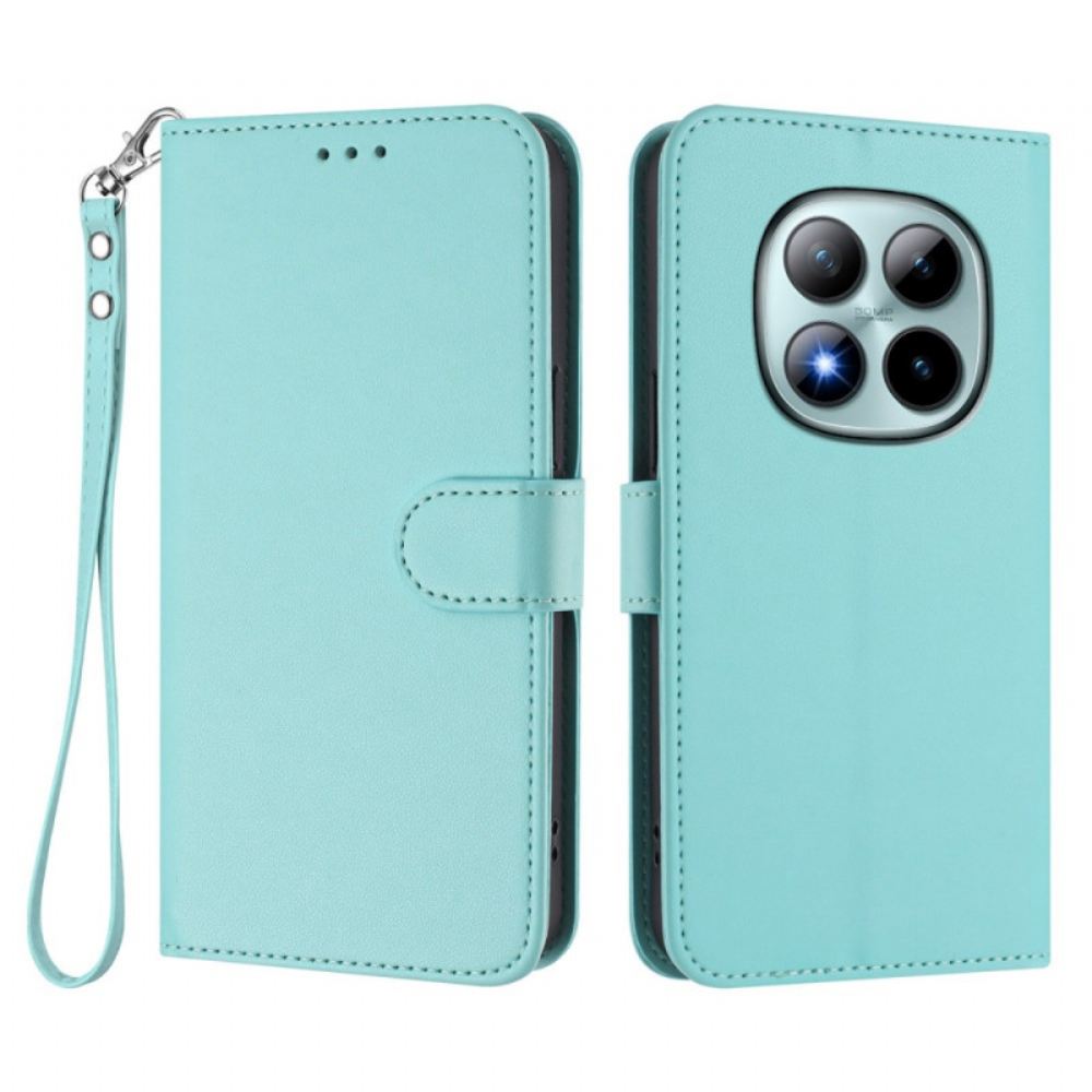 Kožený Kryt Xiaomi Redmi Note 15 Pro Plus 5g Jednobarevný Kožený Efekt S Popruh