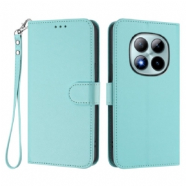 Kožený Kryt Xiaomi Redmi Note 15 Pro Plus 5g Jednobarevný Kožený Efekt S Popruh