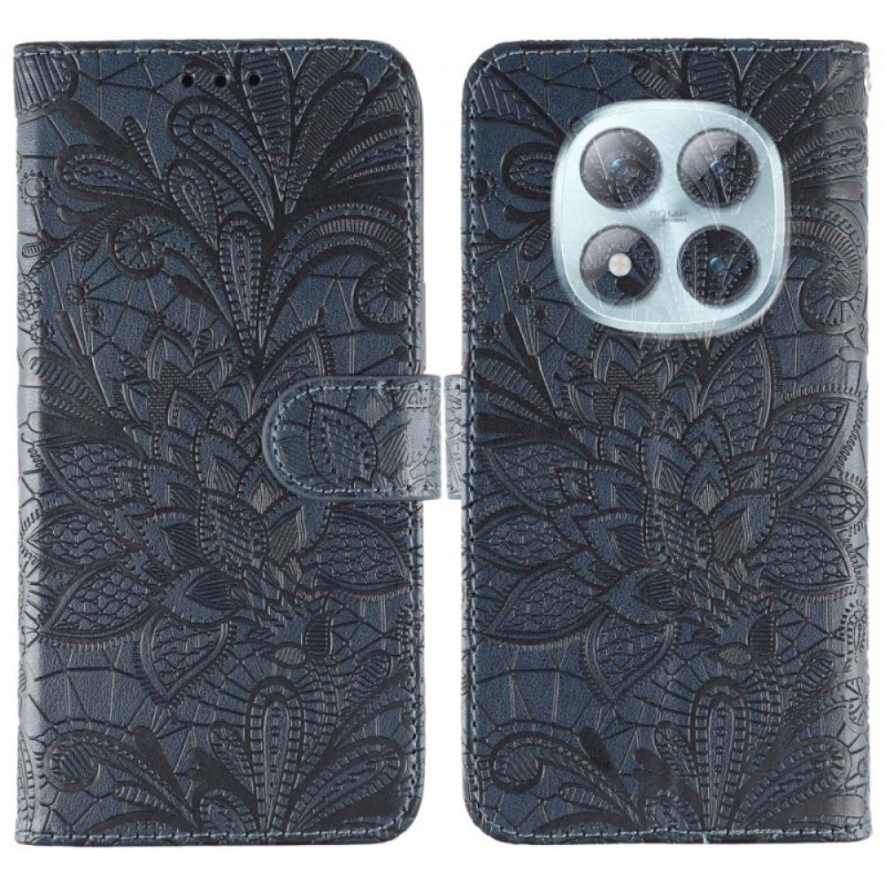 Kožený Kryt Xiaomi Redmi Note 15 Pro Plus 5g Krajkový Květinový Vzor
