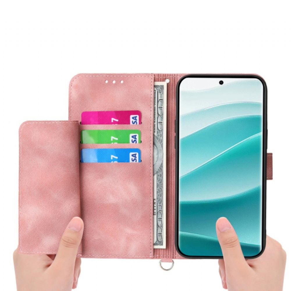 Kožený Kryt Xiaomi Redmi Note 15 Pro Plus 5g Květinový Vzor S Ramenním Popruhem A Popruhem