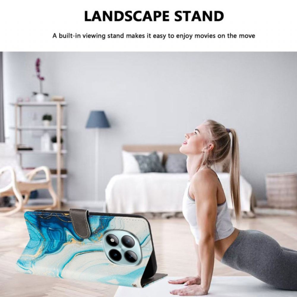 Kožený Kryt Xiaomi Redmi Note 15 Pro Plus 5g Modrý Mramor